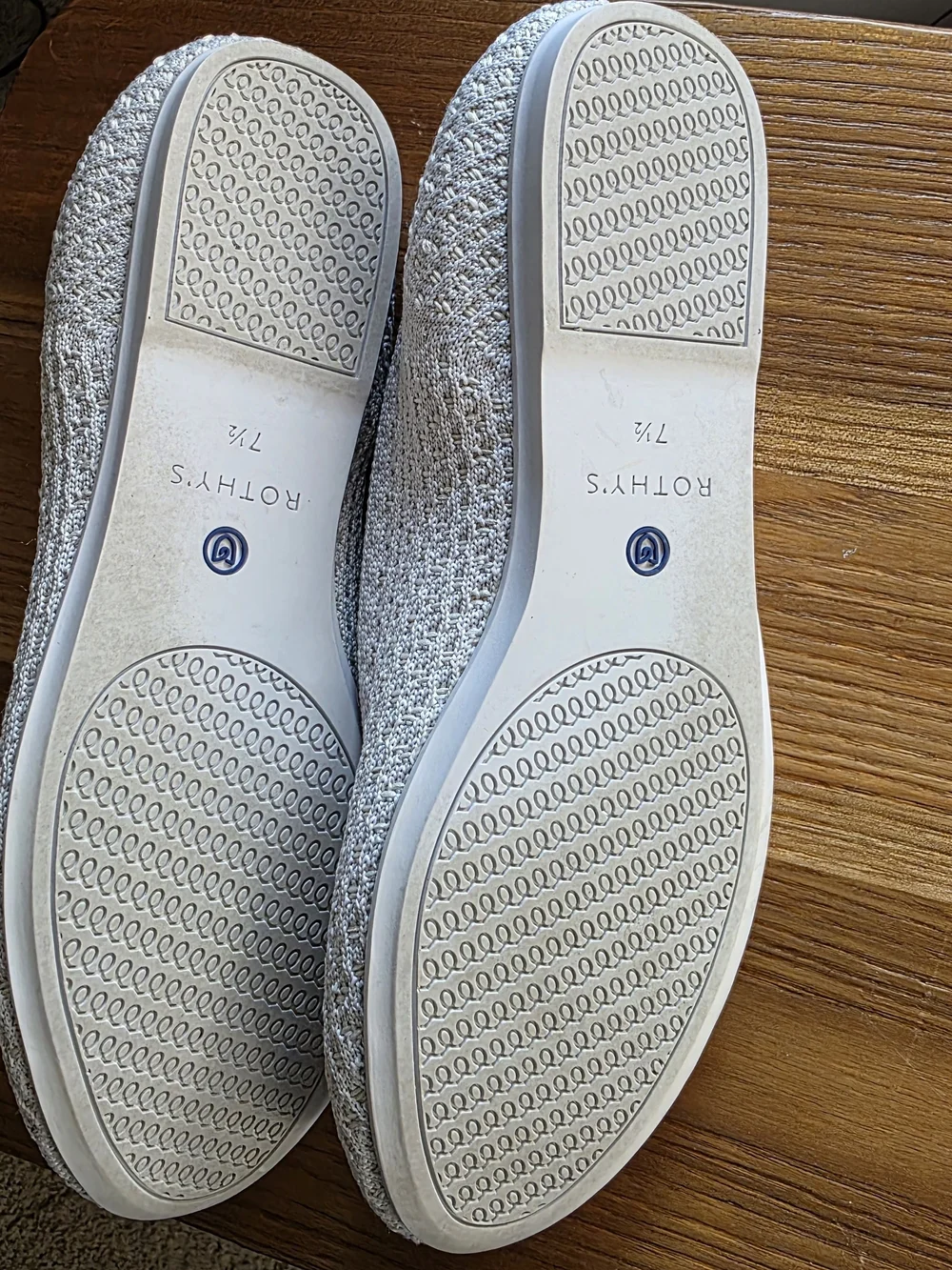 Rothy's The Flat Knit Ballet Flats Light Gray Women's Size 7.5 Comfortable Washa